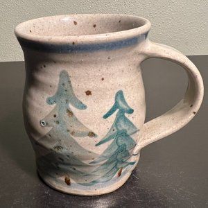 Handcrafted Hand Painted Pottery Mug Embossed w/ Word SAWBILL ~ Minnesota